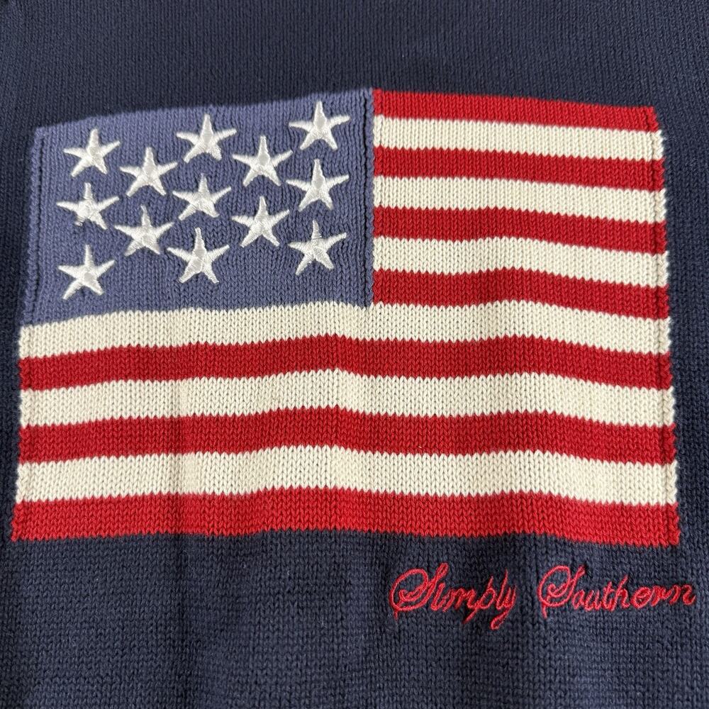 Simply Southern American Flag Sweater Women M USA Patriotic Preppy Americana - Picture 2 of 7